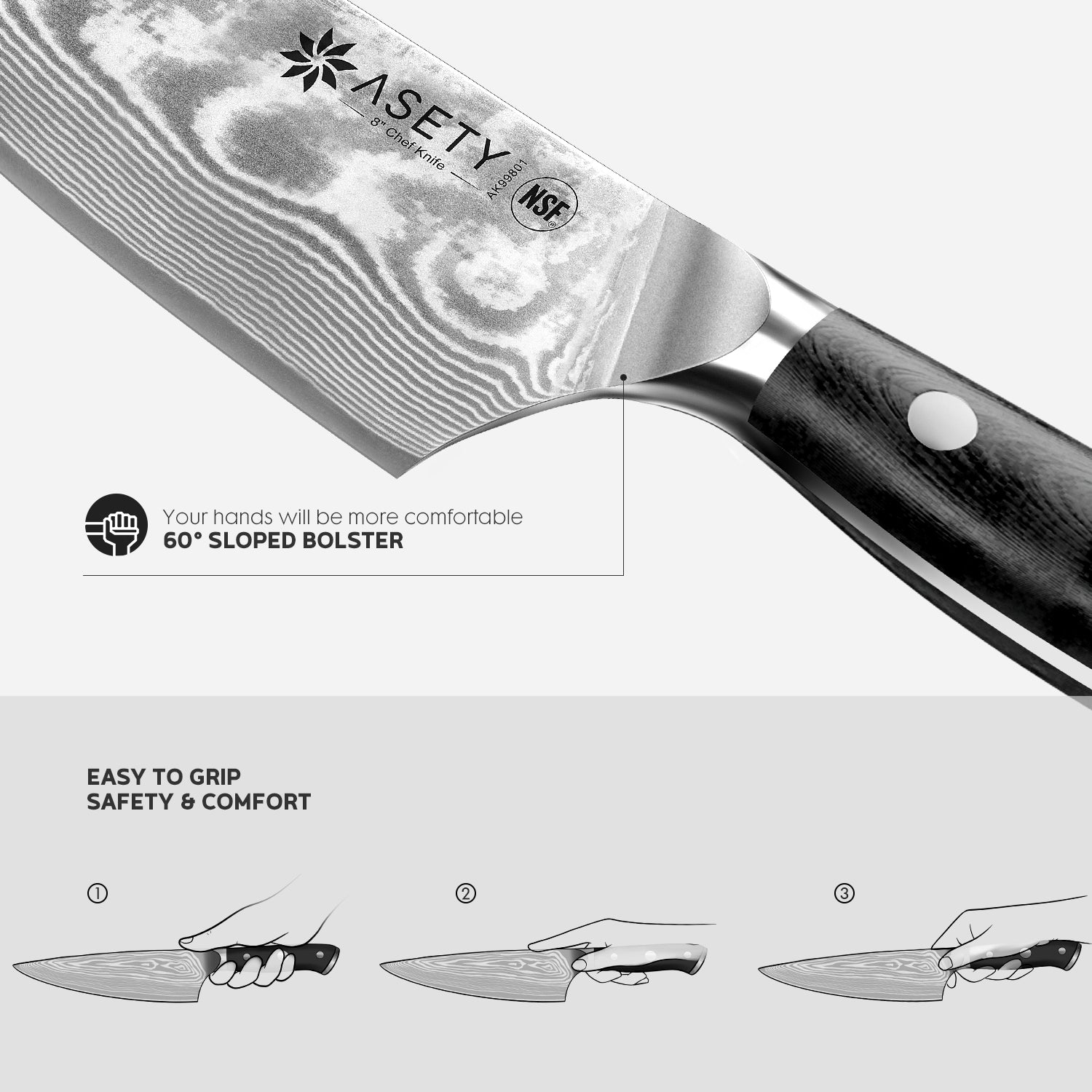 3 Pcs Japanese Kitchen Knife Set